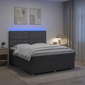 vidaXL Postelja boxspring z vzmetnico Temno siva 180 x 200 cm Blago