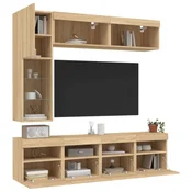 7-dijelni set zidnih TV ormarica LED boja hrasta sonome