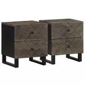 Nocni ormarici 2 kom crni 40x33x46 cm od masivnog drva manga