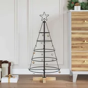 Vidaxl božično stožčasto drevo z stojalom Črna 90 cm Jeklo