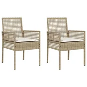Vidaxl Vrtni Stol z blazino 2 szt. Bež 55 x 53 x 85 cm poli ratan