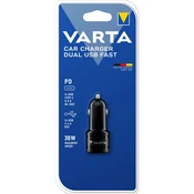 Varta 57932101401 punjac za automobil s dvostrukim USB prikljuckom za brzo punjenje, 1xUSB/1xUSB-C