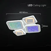 V-TAC Dekorativna LED stropna svetilka, 2x40W, funkcija 3 v 1, zatemnljiva, bela, kvadratna
