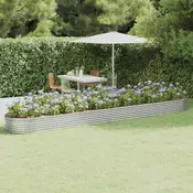 Povišena vrtna gredica od pocincanog celika 544x100x36 cm srebrna