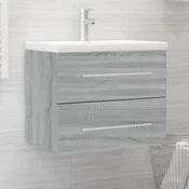 Vidaxl vidaXL Omarica za umivalnik, siva sonoma hrastova barva, material na osnovi lesa