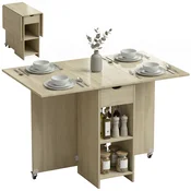 HOMCOM HOMCOM Zložljiva jedilna miza iverna plošča 114,5D x 70Š x 75V cm naravni les, (5000242596)
