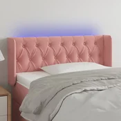 Vidaxl vidaXL Vzglavje postelje z LED svetlo roza 103x16x78/88 cm žamet