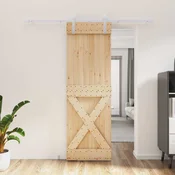 vidaXL Drsna vrata Naravna in bela 70 x 210 cm Masiven borov les