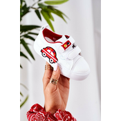 Childrens sneakers with Velcro white-red taxi