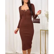 Resti Light brown womens striped dress