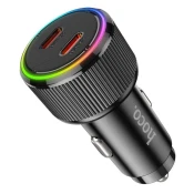 Avtopolnilec Hoco NZ14B 50W 3A 2 x USB-C črn