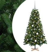 Vidaxl Umetna božična jelka z bučko 150 cm 150 LED Toplo bela PVC