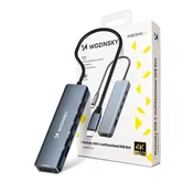 slomart Wozinsky WHBC10Y4S USB-C hub 6 v 1, večfunkcijski, aluminijast, s kablom 15 cm - siv