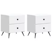 vidaXL Nočna omarica 2 pcs Bela 43 x 34,5 x 47,5 cm Inženirski les