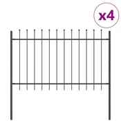 Vidaxl Vrtna ograja 4 szt. Siva 6,8 x 1 m Praškasto lakirano jeklo