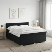 vidaXL Postelja boxspring z vzmetnico Črna 160 x 200 cm Blago