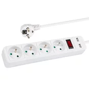 Blow 98-785# Podaljševalni kabel pr-470wsp/usb 4 vtičnice+usb z ozemljitvijo+preklopnik 5m bela 3x1,5mm