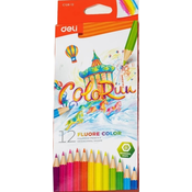 Olovke u boji Deli Colorun - EC128-12, 12 boja, fluorescentne