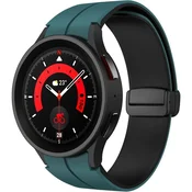 GS Silikonski pašček za Samsung Galaxy Watch 4/5/6/7/FE 40/42/43/44/45/46/47 mm, zelen/črn