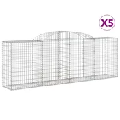 Vidaxl Obokana gabionska košara 5kos 300x50x100/120cm pocinkano železo