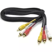 FAST ASIA Eine-eine kabl 3xRCA - 3xRCA 1.5m crni