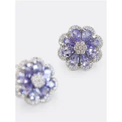 LanLivia Uhani Tanzanite Stone Flower Ear Studs svetlo lila/srebrna