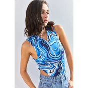 Bianco Lucci Ženska bluza bez rukava 40101045, Zip kragna, Plava