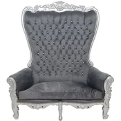 Casa Padrino baroque high back 2 seater sofa gray/silver - Magnificent baroque style sofa with rhinestones - Baroque style living room furniture - Baroque furniture