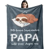 Nikcorp Mehka odeja Odeja Odeja darilo za očeta motiv lenivca 150 x 130 cm flanelasta sintetična volna iz 100% poliestra mikrofibra, za dnevno sobo in spalnico