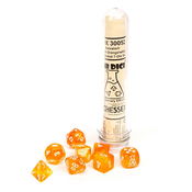 Kockice Chessex - Borealis - Polyhedral - Luminary - Blood Orange & White (7)