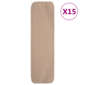 vidaXL Preproge za stopnice 15 kosov 75x20 cm bež nedrseče