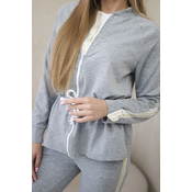 Kesi Womens cotton set with stripe and welts grey