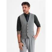 Ombre Elegant mens SLIM FIT herringbone vest - grey