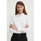 Košulja BOSS za žene, boja: bijela, slim, s klasicnim ovratnikom