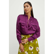 Svilena srajca MAX&Co. vijolična barva, 2416111052200
