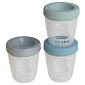 Posoda za hrano Beaba Silicone Portions Jungle silikonski kozarčki 3x200 ml modra, zelena in siva od 0 mes