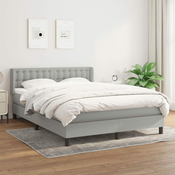 Greatstore Box spring posteljni z vzmetnico svetlo siv 140x190 cm blago