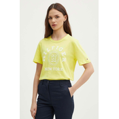 Pamucna majica Tommy Hilfiger za žene, boja: žuta, WW0WW41575