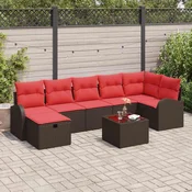 Set sofe s jastukom s pohranom 8 pcs Smeđa i crvena poliratan