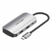 slomart Priključna postaja usb-c na 4x usb3.0, pd 0.15m vention tnbhb (siva)