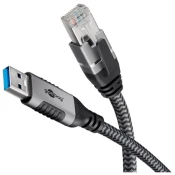 GOOBAY USB-A 3.0/RJ45 2m CAT 6 črn/siv mrežni povezovalni kabel