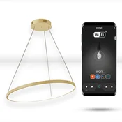 WiFi Tuya 40cm LED zlata viseča okrogla notranja svetilka