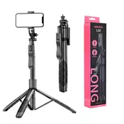 Selfie stick Techsuit L16 z Bluetooth daljincem in stabilnim stojalom, 157cm - črn