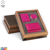 Princ Leather Ženski poklon set, Futrola za kartice novcanik i ogledalce, Roze