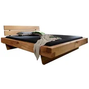 Casa Padrino Luxury Double Bed Natural - Different Sizes - Solid Wood Bed with Headboard and Mattress - Hotel Furniture - Bedroom Furniture - Luxury Furnishings - Luxury Furniture