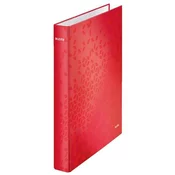 Vezivo z 2 obročkoma Leitz WOW-A4, hrbtišče 4 cm, laminirano, rdeče.