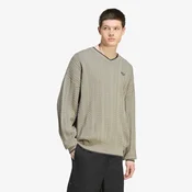 Pulover adidas Cable Knit Crewneck Sweatshirt Silver Pebble M