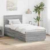 Vidaxl Konstrukcija postelje Siva Sonoma 100 x 200 cm Konstruiran les