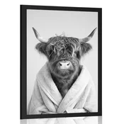 Plakat krava v kopalnem plašču - 20x30 silver