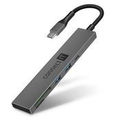 CONNECT IT USB-C vozlišče, 2x USB-A, 1x USB-C, 1x kartica SD, 1x kartica MicroSD, siva